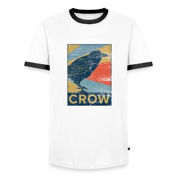 Raven crow bird animal gift pet vintage - Men's Ringer Shirt - white/black - Front - AI Model Female 172 light (172cm) & AI Model Male 178 dark (178cm)