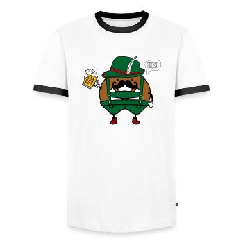 Pomme de terre en costume Prost - T-shirt contrasté Homme - blanc/noir - Devant - AI Model Female 172 light (172cm) & AI Model Male 178 dark (178cm)