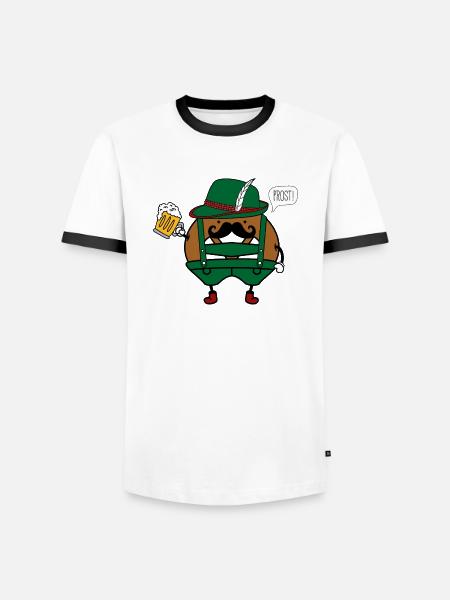 potato in costume Prost - Men's Ringer Shirt - white/black