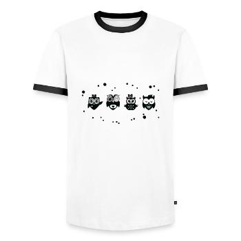 Petits hiboux drôles - noir et blanc - T-shirt contrasté Homme - blanc/noir - Devant - AI Model Female 172 light (172cm) & AI Model Male 178 dark (178cm)