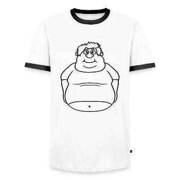 circle ball man fat thick clipart cartoon cartoon lu - Men's Ringer Shirt - white/black - Front - AI Model Female 172 light (172cm) & AI Model Male 178 dark (178cm)