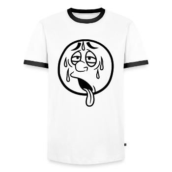 face cartoon cartoon circle round exhausted sun - Men's Ringer Shirt - white/black - Front - AI Model Female 172 light (172cm) & AI Model Male 178 dark (178cm)