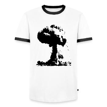 Atomic bomb - Men's Ringer Shirt - white/black - Front - AI Model Female 172 light (172cm) & AI Model Male 178 dark (178cm)