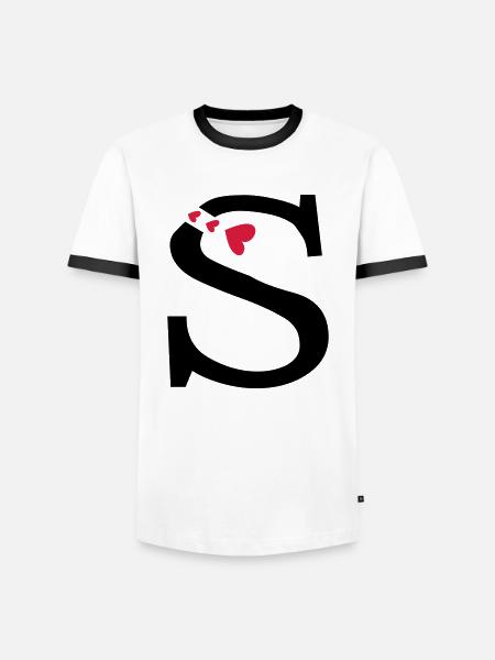 Großbuchstabe S mit Herzen - Männer Kontrast-T-Shirt - Weiß/Schwarz