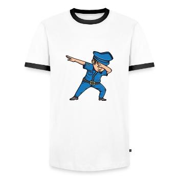 Dabbing Polizist Polizei Dab Lustiges Geschenk - Männer Kontrast-T-Shirt - Weiß/Schwarz - Vorne - AI Model Female 172 light (172cm) & AI Model Male 178 dark (178cm)