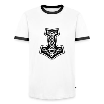Mjolnir Thors hammer Wikinger Krieger Geschenk - Männer Kontrast-T-Shirt - Weiß/Schwarz - Vorne - AI Model Female 172 light (172cm) & AI Model Male 178 dark (178cm)