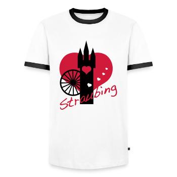 i love straubing - Männer Kontrast-T-Shirt - Weiß/Schwarz - Vorne - AI Model Female 172 light (172cm) & AI Model Male 178 dark (178cm)