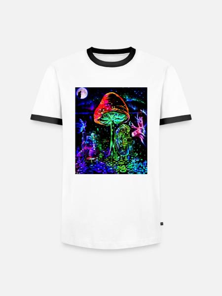 Magic Mushrooms Goa Design - Männer Kontrast-T-Shirt - Weiß/Schwarz