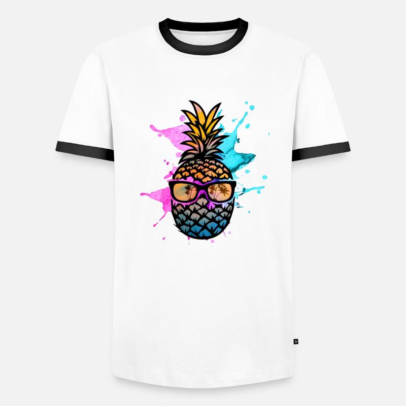 Pineapple - Männer Kontrast-T-Shirt - Weiß/Schwarz