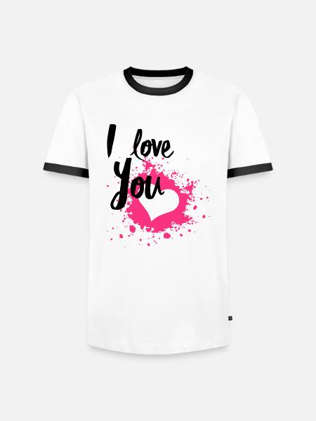 I Love You - Maglietta Contrast da uomo - bianco/nero