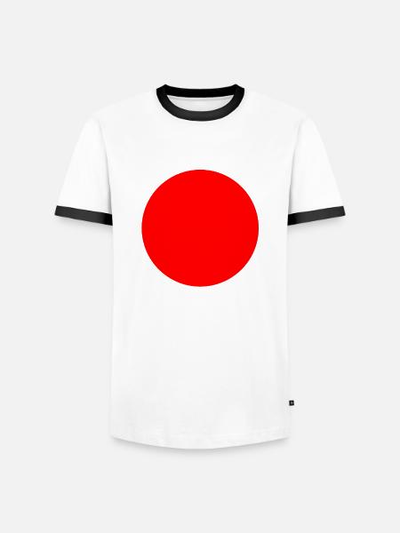 Red circle - Men's Ringer Shirt - white/black