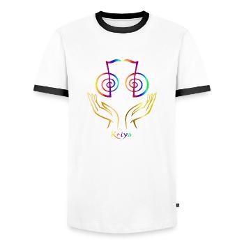Reiki Meister Spirituell Chakra Heilung Geschenk - Männer Kontrast-T-Shirt - Weiß/Schwarz - Vorne - AI Model Female 172 light (172cm) & AI Model Male 178 dark (178cm)