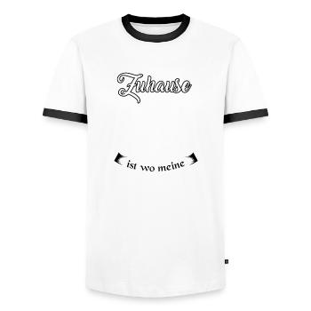 Landwirt, Zuhause ist wo meine Kühe stehen, Kuh - Männer Kontrast-T-Shirt - Weiß/Schwarz - Vorne - AI Model Female 172 light (172cm) & AI Model Male 178 dark (178cm)