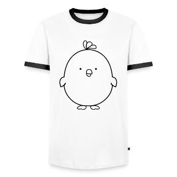 little_bird_01 - Men's Ringer Shirt - white/black - Front - AI Model Female 172 light (172cm) & AI Model Male 178 dark (178cm)
