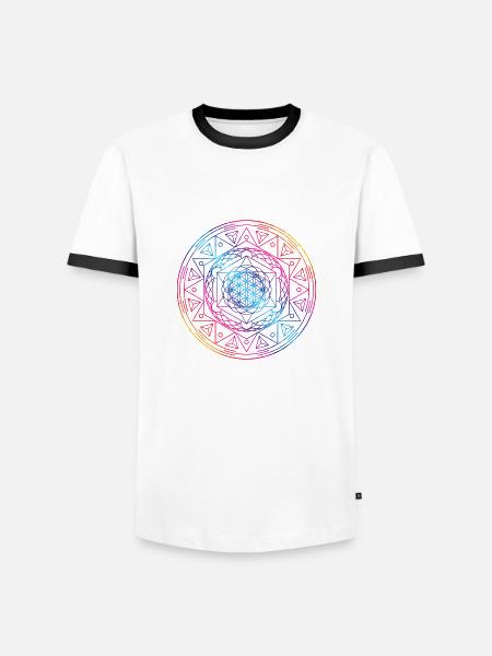 Sacred Geometry TetraFlower - Men's Ringer Shirt - white/black