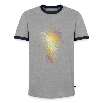 Dimensions incurvées de la géométrie sacrée - T-shirt contrasté Homme - gris/marine  - Devant - AI Model Female 172 light (172cm) & AI Model Male 178 light (178cm)
