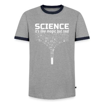 Science Gift Like Magic But Real Student Teacher - T-shirt contrasté Homme - gris/marine  - Devant - AI Model Female 172 light (172cm) & AI Model Male 178 light (178cm)