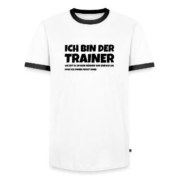 Ich Bin Der Trainer Um Zeit Zu Sparen Nehmen Wir - Männer Kontrast-T-Shirt - Weiß/Schwarz - Vorne - AI Model Female 172 light (172cm) & AI Model Male 178 dark (178cm)
