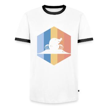 Mole retro and vintage hexagon - Men's Ringer Shirt - white/black - Front - AI Model Female 172 light (172cm) & AI Model Male 178 dark (178cm)
