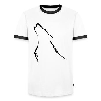 Wolf, Husky - Men's Ringer Shirt - white/black - Front - AI Model Female 172 light (172cm) & AI Model Male 178 dark (178cm)