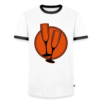 sekt glaeser kreis - Männer Kontrast-T-Shirt - Weiß/Schwarz - Vorne - AI Model Female 172 light (172cm) & AI Model Male 178 dark (178cm)