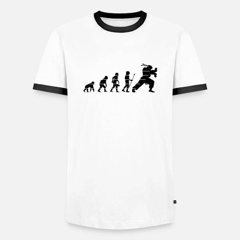 menschliche Evolution oder Hadouk - Männer Kontrast-T-Shirt - Weiß/Schwarz