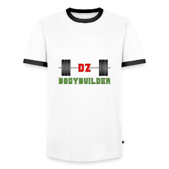 DZ Bodybuilder - Men's Ringer Shirt - white/black - Front - AI Model Female 172 light (172cm) & AI Model Male 178 dark (178cm)