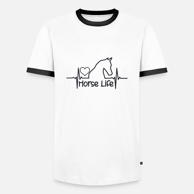 Pferde Mädchen - Männer Kontrast-T-Shirt - Weiß/Schwarz