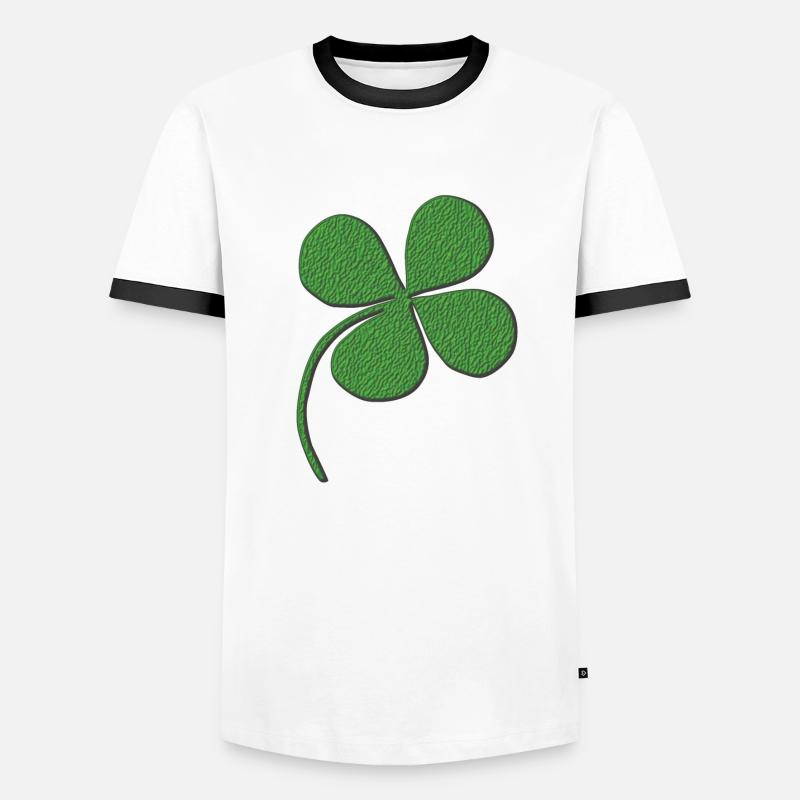 Cloverleaf fourblaettrig 3d - Men's Ringer Shirt - white/black