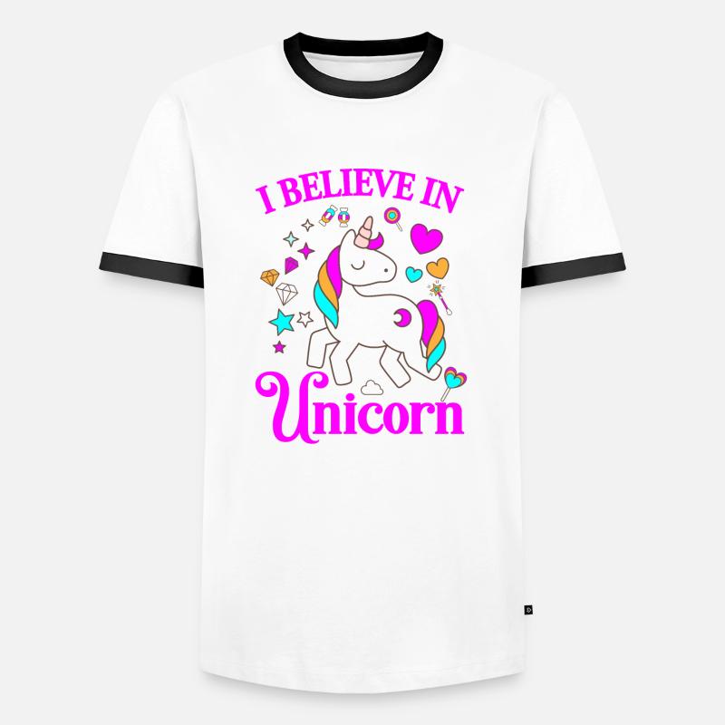 Ich glaube an Einhörner - Männer Kontrast-T-Shirt - Weiß/Schwarz