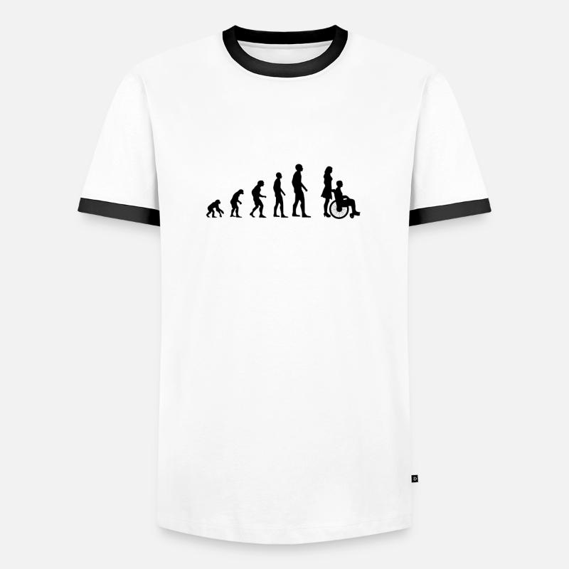 Rollstuhl Evolution des Menschen Handicap - Männer Kontrast-T-Shirt - Weiß/Schwarz