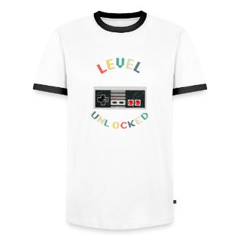 Level 30 Unlocked 30th Birthday Gift Retro Gamer - Men's Ringer Shirt - white/black - Front - AI Model Female 172 light (172cm) & AI Model Male 178 dark (178cm)