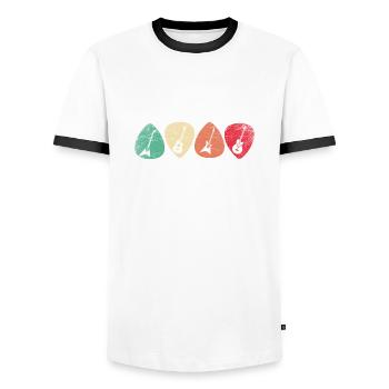 Guitariste guitariste - T-shirt contrasté Homme - blanc/noir - Devant - AI Model Female 172 light (172cm) & AI Model Male 178 dark (178cm)