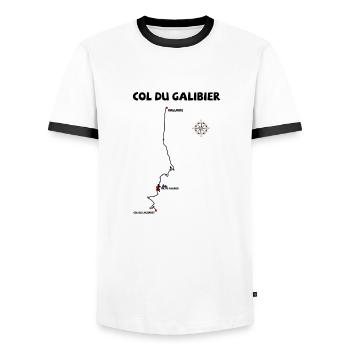 Col du Galibier 2642 m serpentine in France - Men's Ringer Shirt - white/black - Front - AI Model Female 172 light (172cm) & AI Model Male 178 dark (178cm)