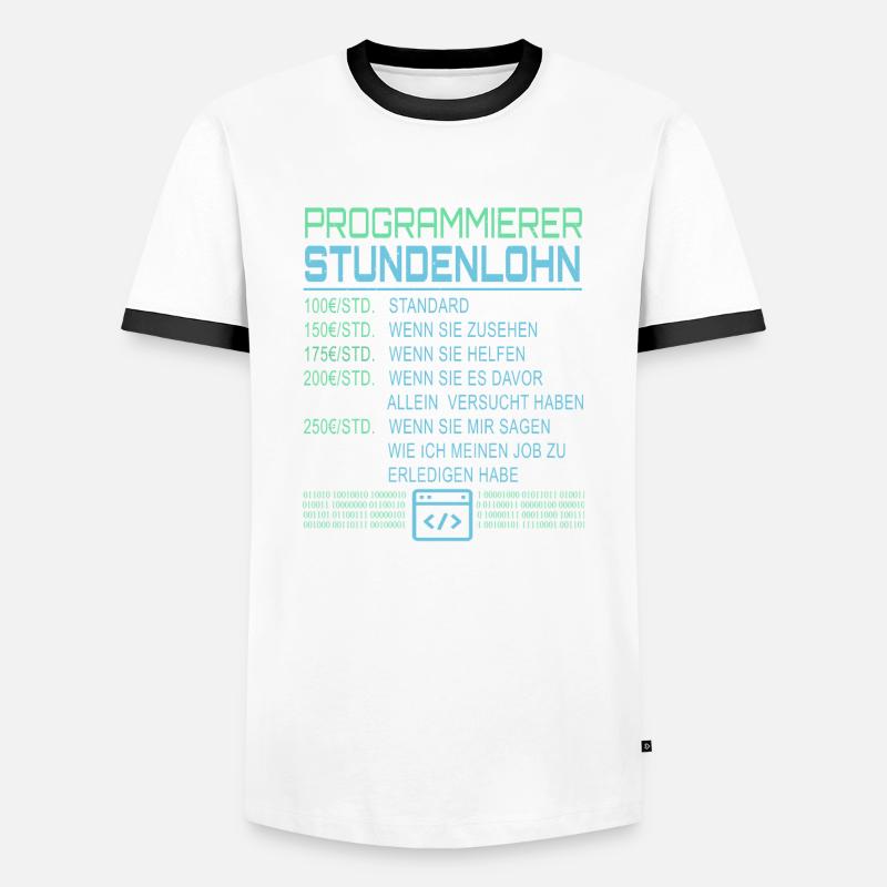 Programmierer Stundenlohn - Männer Kontrast-T-Shirt - Weiß/Schwarz