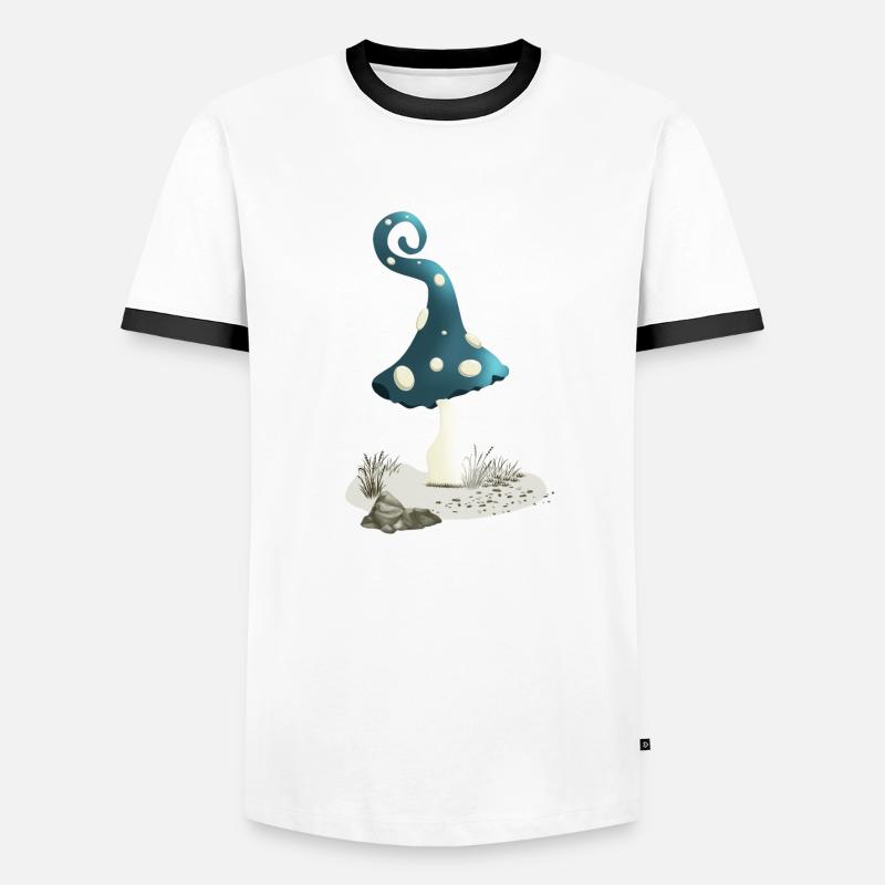 Magic mushroom with pixie cap - Men's Ringer Shirt - white/black