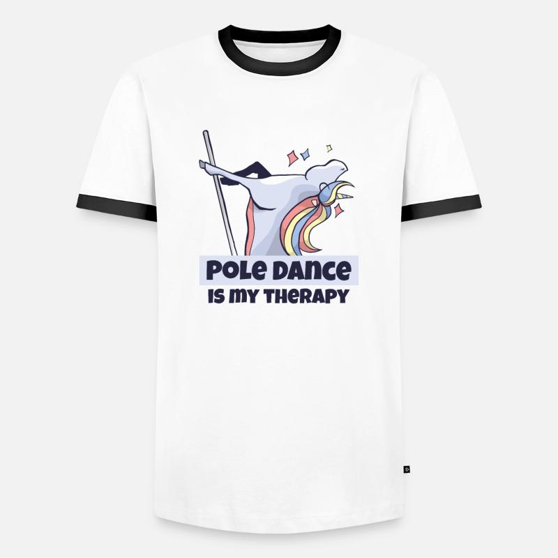 Pole dance is my therapy Pole dancing - Men's Ringer Shirt - white/black