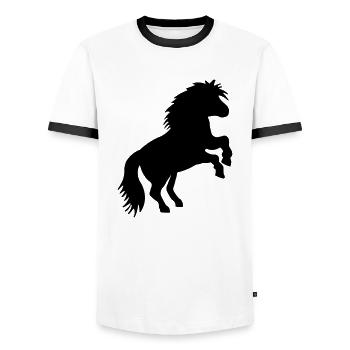 SHETLANDPONY - Männer Kontrast-T-Shirt - Weiß/Schwarz - Vorne - AI Model Female 172 light (172cm) & AI Model Male 178 dark (178cm)