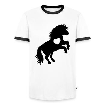 HORSE 8 HEART - T-shirt contrasté Homme - blanc/noir - Devant - AI Model Female 172 light (172cm) & AI Model Male 178 dark (178cm)