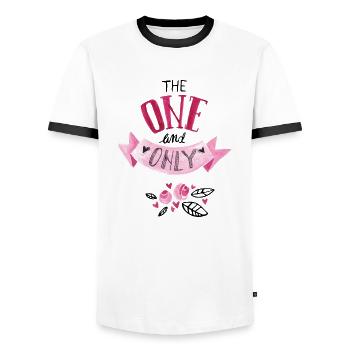 The one and only - Men's Ringer Shirt - white/black - Front - AI Model Female 172 light (172cm) & AI Model Male 178 dark (178cm)
