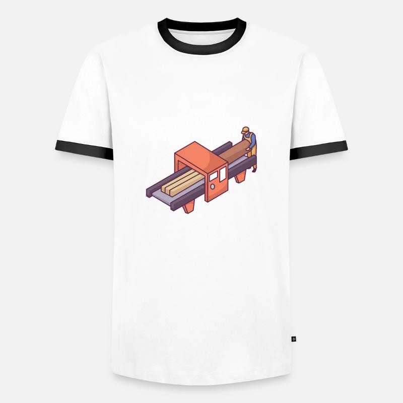 Motorized sawmill machine - Men's Ringer Shirt - white/black