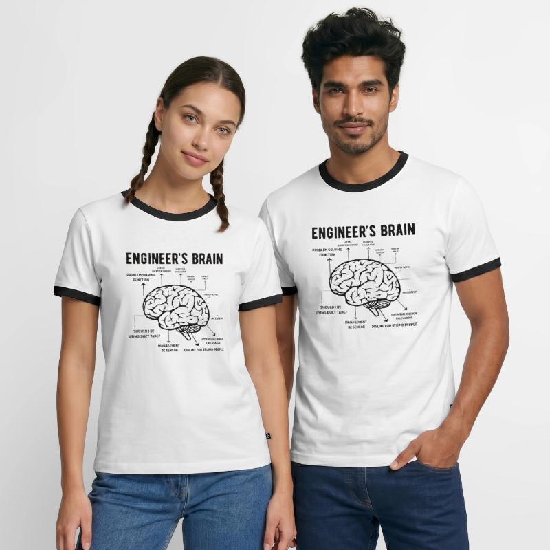 Engineer Brain Mechanical Engineering Electrical Engineering Math Men's Ringer Shirt