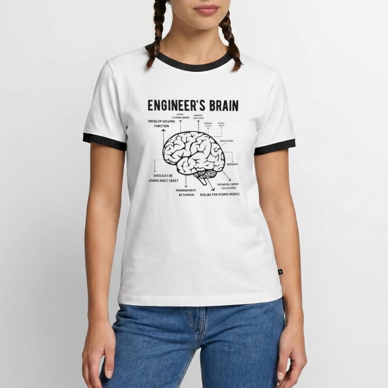 Engineer Brain Mechanical Engineering Electrical Engineering Math Men's Ringer Shirt