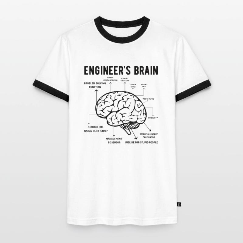 Engineer Brain Mechanical Engineering Electrical Engineering Math Men's Ringer Shirt