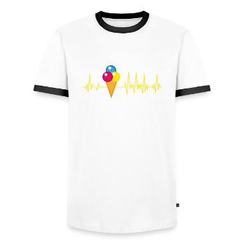 Eiscreme Eis Herzschlag Sommer - Männer Kontrast-T-Shirt - Weiß/Schwarz - Vorne - AI Model Female 172 light (172cm) & AI Model Male 178 dark (178cm)