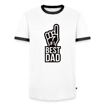 Best Dad Dad Daddy Papi Dad Dad Father's Day - Men's Ringer Shirt - white/black - Front - AI Model Female 172 light (172cm) & AI Model Male 178 dark (178cm)