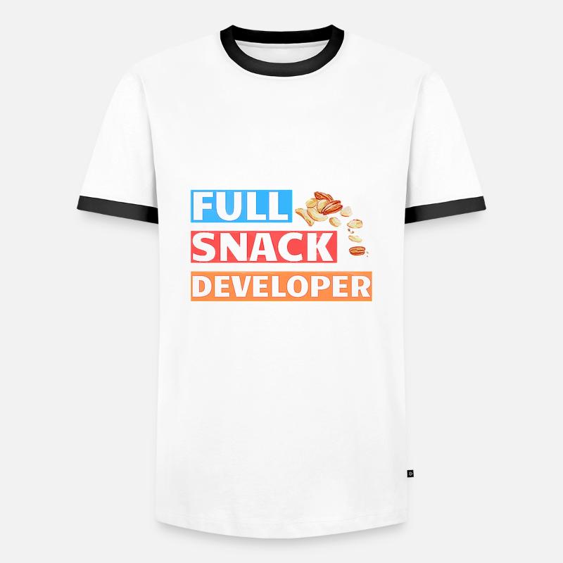 FULL SNACK DEVELOPER - DEVELOPER PUN - Men's Ringer Shirt - white/black