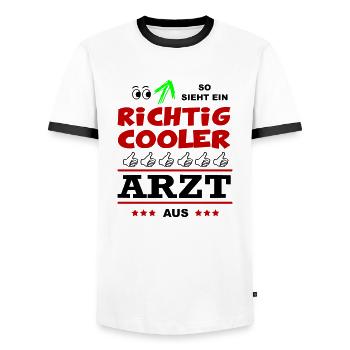 Beruf Arbeit Büro Mann ARZT - Männer Kontrast-T-Shirt - Weiß/Schwarz - Vorne - AI Model Female 172 light (172cm) & AI Model Male 178 dark (178cm)