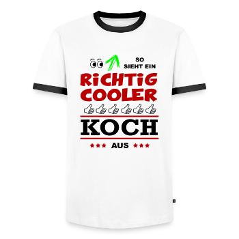 Beruf Arbeit Büro Mann KOCH - Männer Kontrast-T-Shirt - Weiß/Schwarz - Vorne - AI Model Female 172 light (172cm) & AI Model Male 178 dark (178cm)