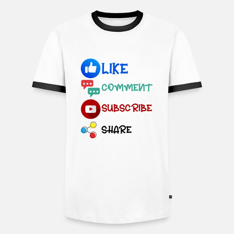Like Comment Subscribe Share 2 - Men's Ringer Shirt - white/black
